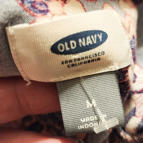 Old Navy Long Sleeve Blue Floral Romper w/ Pockets Women's Medium M Tie Waist - Picture 11 of 13